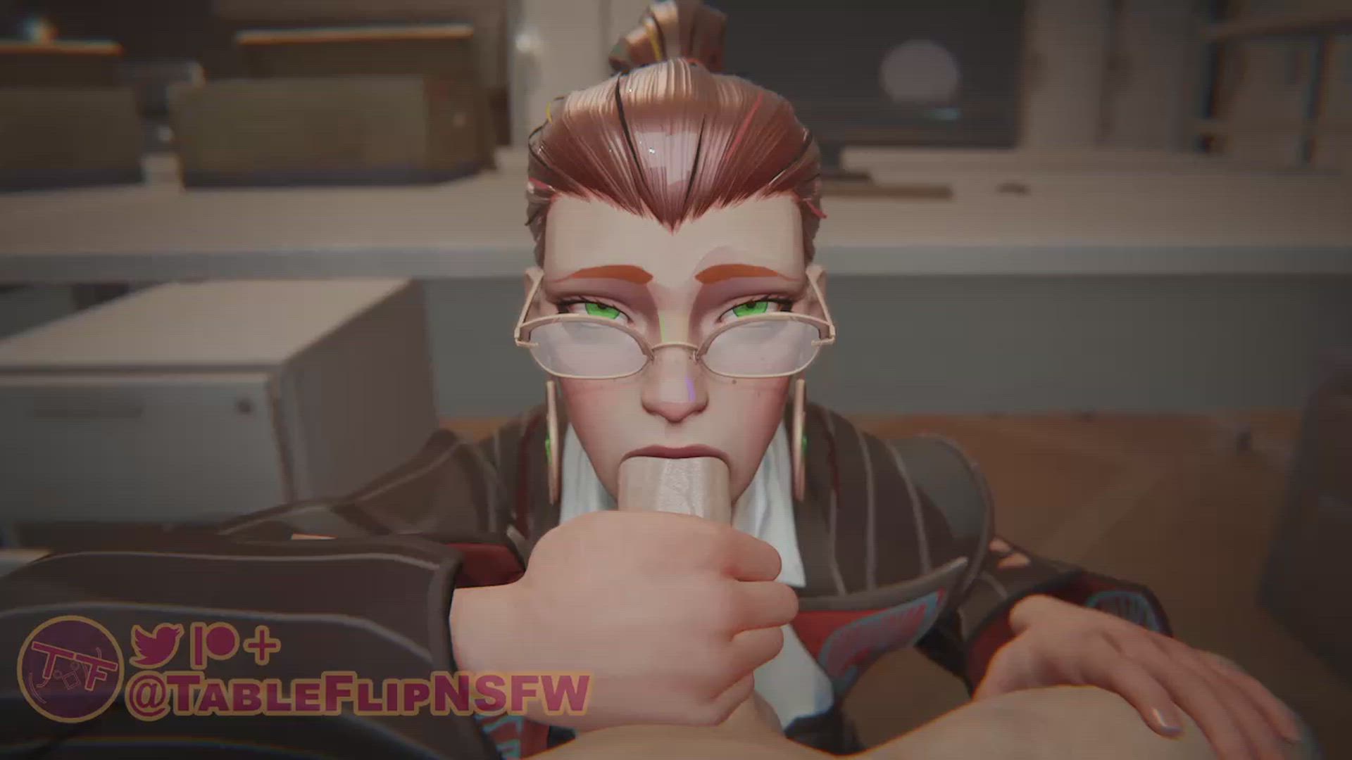 3D Animation Blowjob Clothed