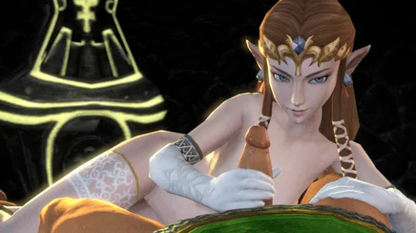 Princess Zelda Strokes Link's Cock