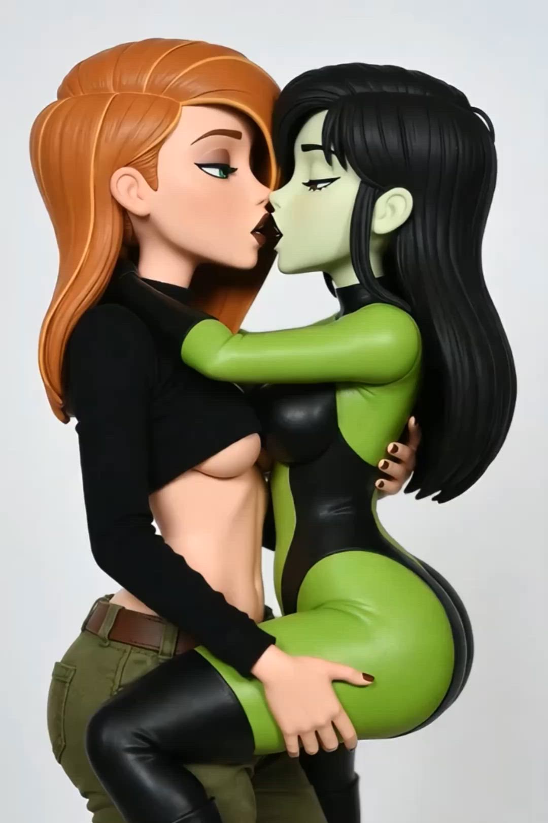 Ai Generated Animation French Kissing Lesbian
