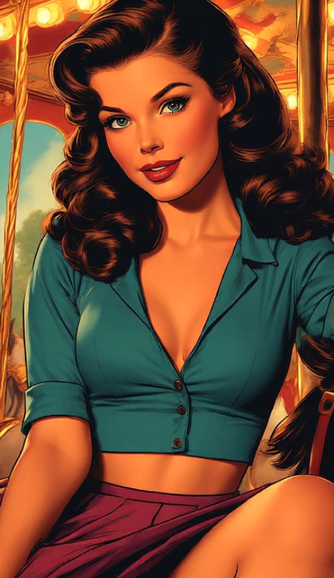 Animation Boobs Braless Brunette